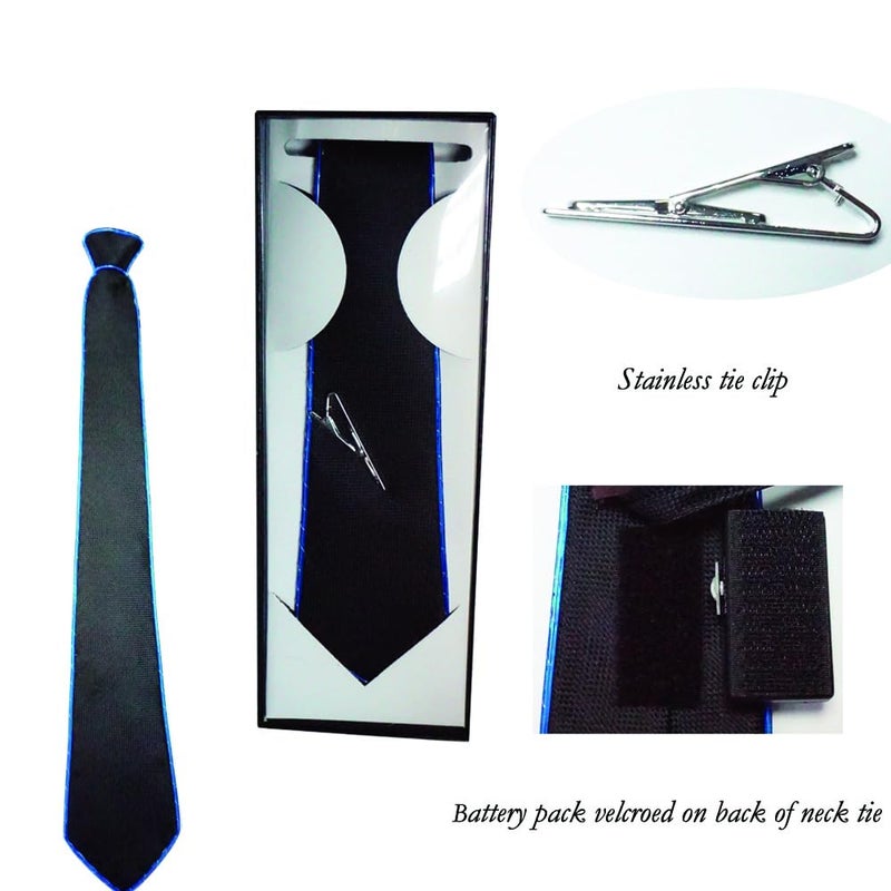 SATUMIKO Burning Man Light Up Fanny Ties Novelty Necktie For Men LED Light Up Ties Costume Accessory (Blue-Micro Solid Tie) - Image 5